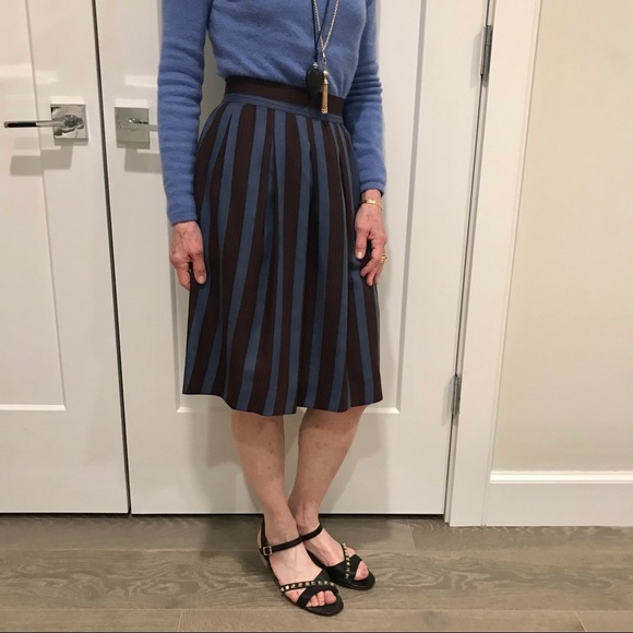 Vintage Yves Saint Laurent multicolor striped pleated wool skirt. Size S. - Picture 12 of 12